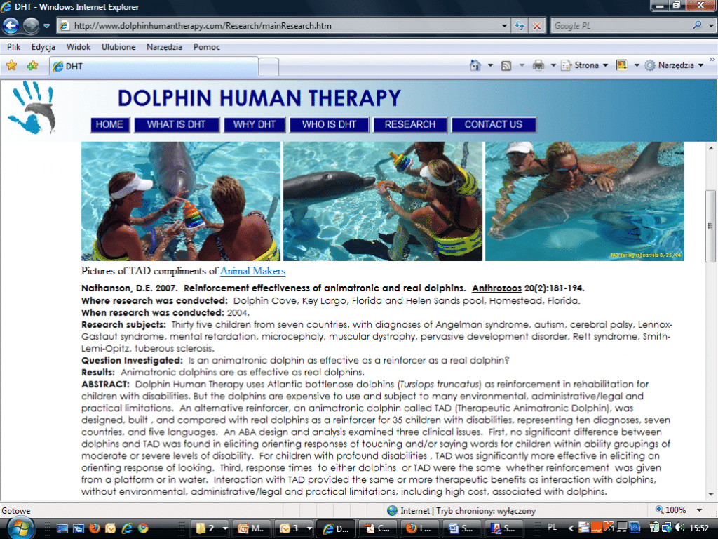 Screen strony Dolphin Human Therapy