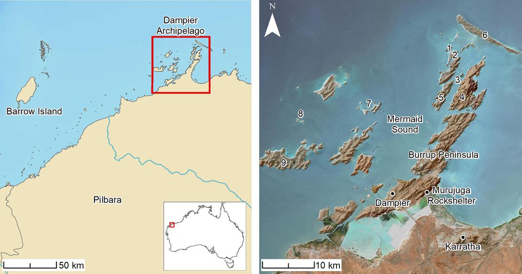 Mapa terenów badanych przez Archeologów w Australii dives24.pl