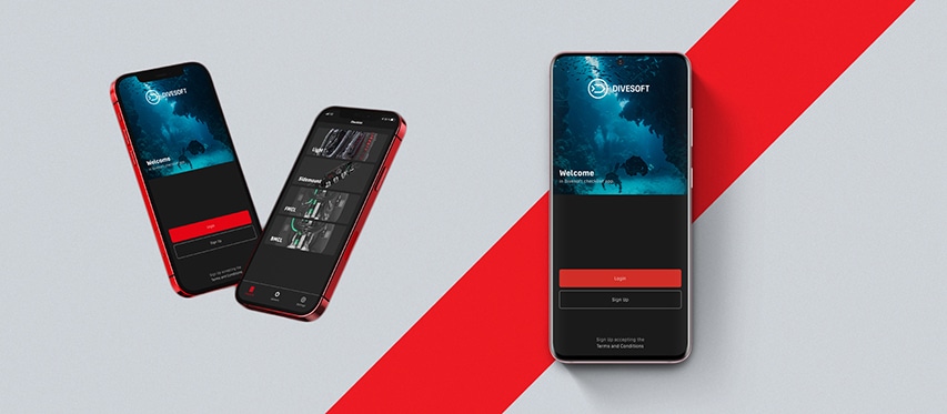 smartfony z aplikacją Divesoft
