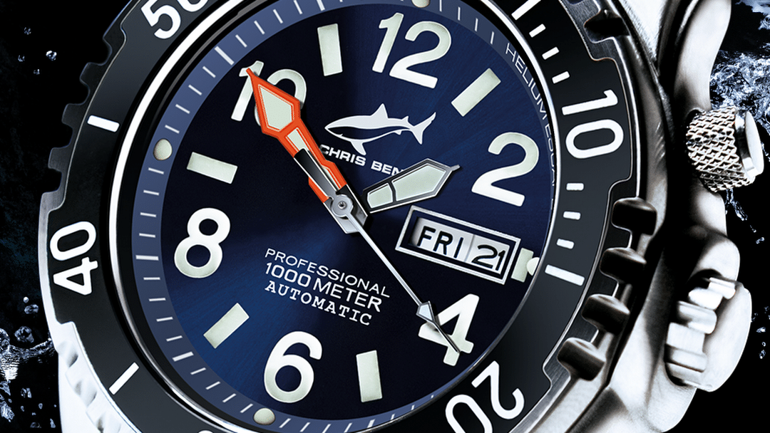zegarek nurkowy chris benz 1000m automatic deepsea blue